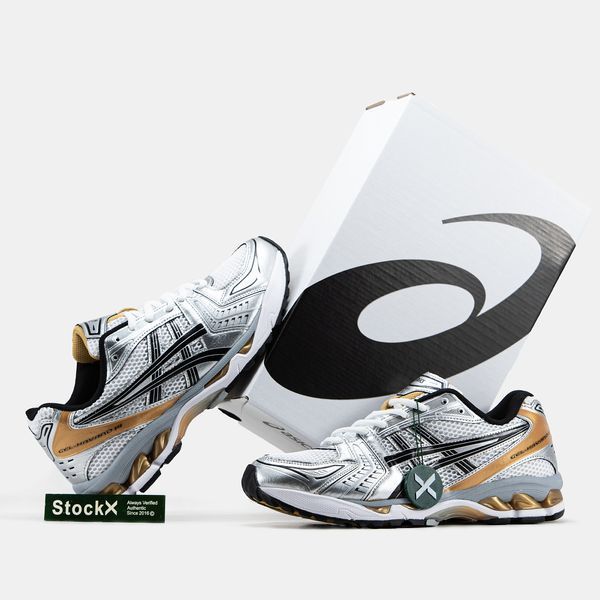 Asics Gel-Kayano 14 White Silver Black Gold ALL17618 фото